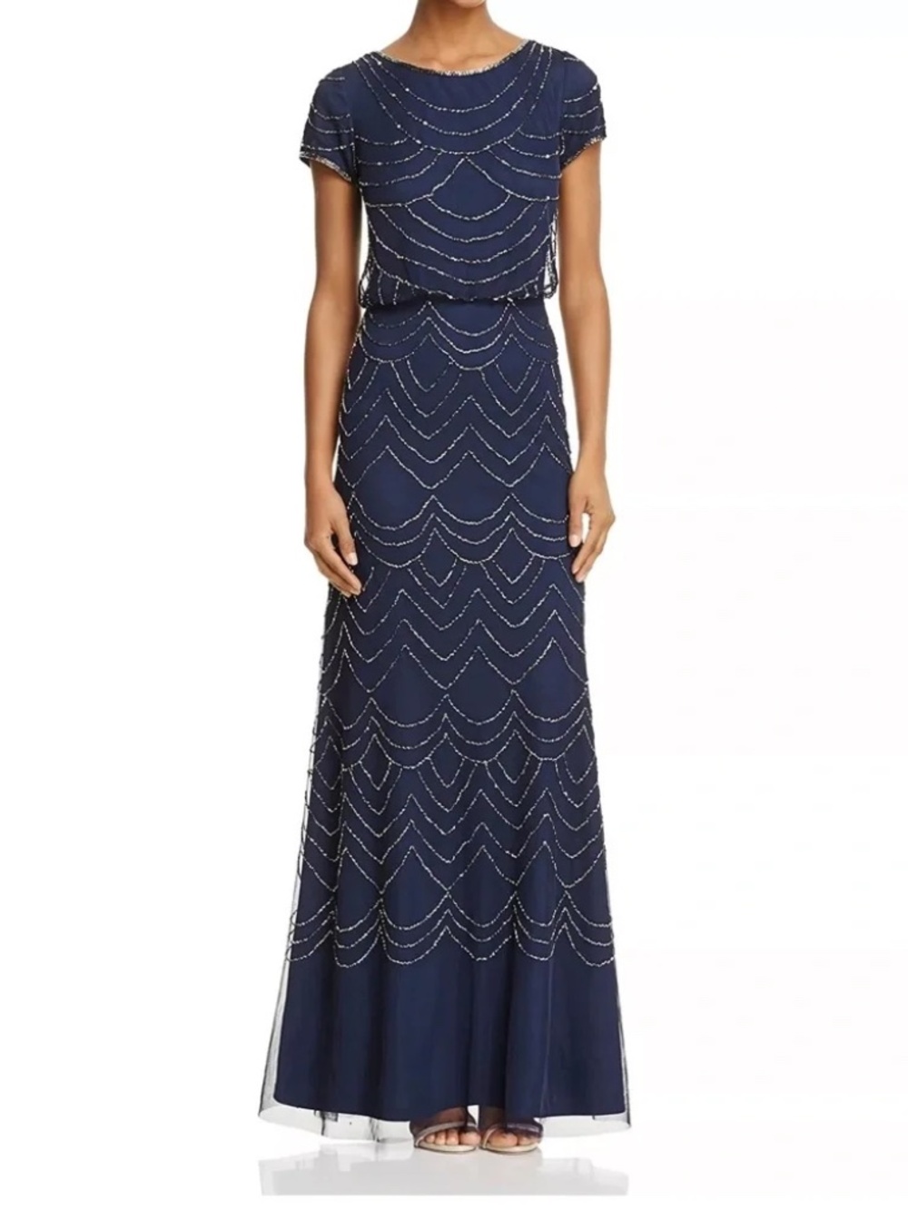 Adrianna Papell Beaded Gown Navy